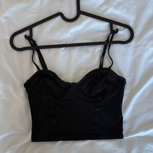 Aritzia Black Cropped Bustier Tank Top
